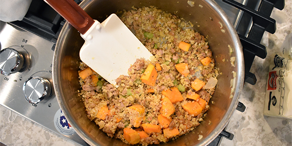 sweet potato and sausage stuffing from good food catering